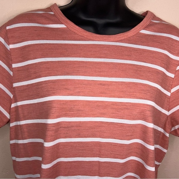 Large Mauve Orange White Striped Tee Time And Tru Casual Cotton Blend Preppy - Picture 5 of 13